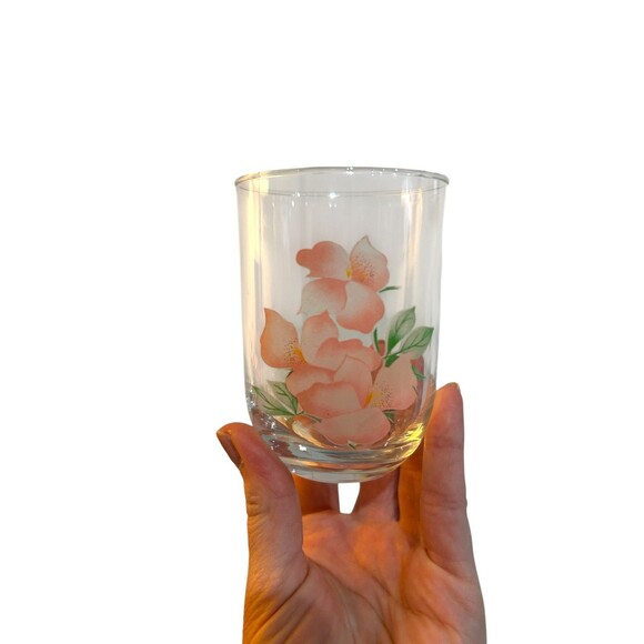 Vtg Crystal Clear Handcrafted Tumble Up Bedside Carafe Pink Floral Turkey Made - Picture 3 of 11